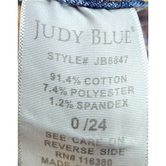 Judy Blue Mid Rise Distressed Raw Hem Skinny Fit Jeans Women's Size 0/24 - Picture 4 of 5